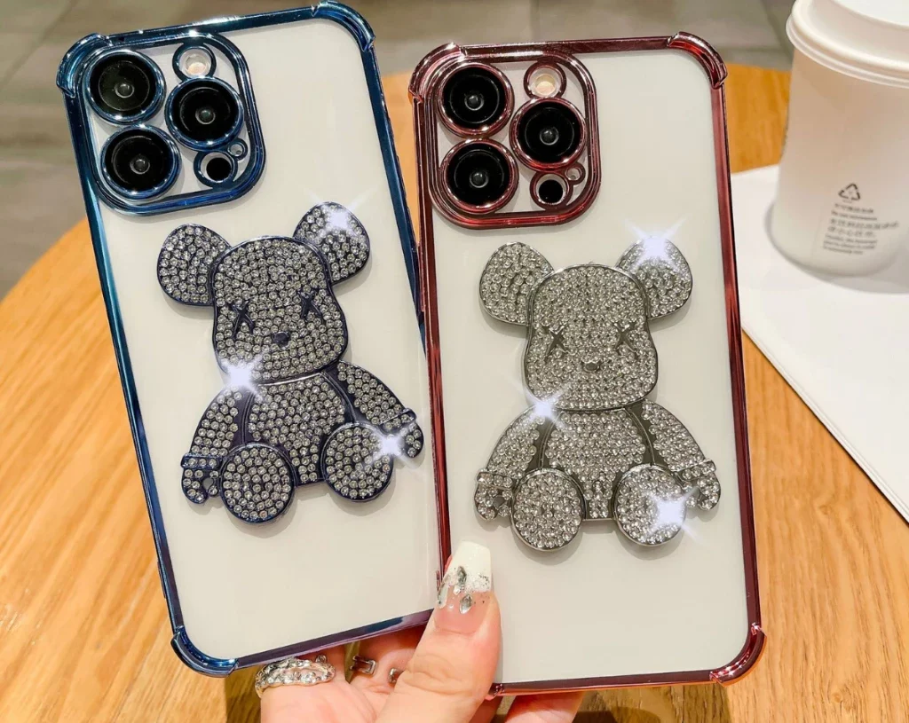 Ốp lưng iphone Bearbrick Kaws Nổi 3D Đính Đá Chống Sốc Camera X XS 11 12 13 14 15 16 Pro Max ORIO