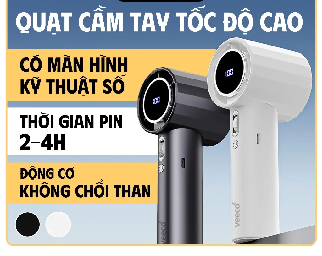 Quạt Mini Cầm Tay Tốc Độ Cao ORIO GGS5 Màn Hình Kỹ Thuật Số Tốc Độ Gió Cao Pin Dung Lượng Lớn