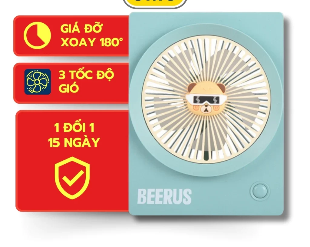 Quạt Điện Mini YASE YS916 Để Bàn Gập 180 Độ, Có Thể Sạc Pin, Dung Lượng Pin Khủng - ORIO