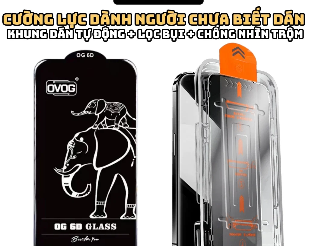 Kính Cường Lực iPhone OG6D, Dán Tự Động Automatic, 21D, 2.5D xr/xsmax/11/12/ 13/14/15/16/promax ORIO