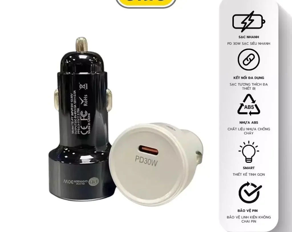 Tẩu Sạc Nhanh 30W OTO ORIO-TS01 Chống Cháy Nổ Dành Cho Xe Hơi