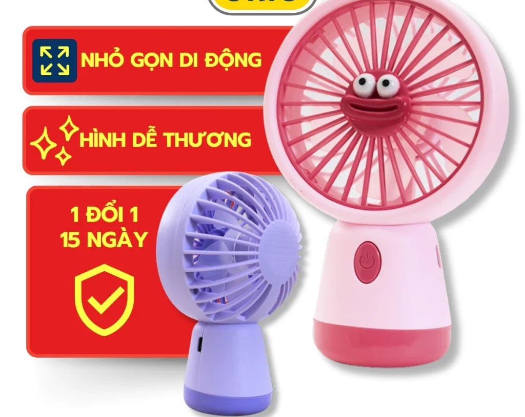 Quạt Điện Mini YASE YS2325 Cầm Tay, Để Bàn, Có Thể Sạc Pin, Gió Mạnh - ORIO