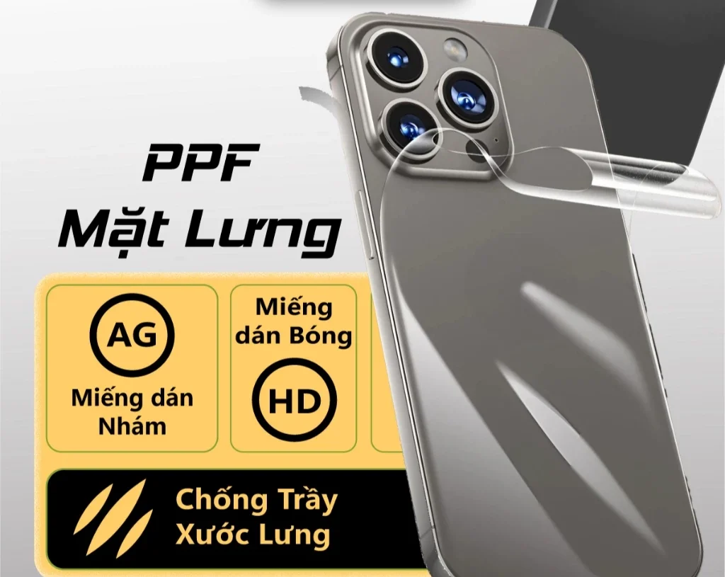 Miếng Dán Mặt Lưng PPF iPhone 6/6s/7/8/x/xs/xr/xsmax/ 11/12/13/14/15/plus/pro/promax - ORIO [B-F]