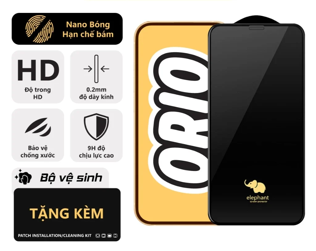 Kính Cường Lực iPhone Elephant WTP-018 6/6s/7/8/ x/xs/xr/xsmax/11/12/ 13/14/15/plus/pro/promax - ORIO