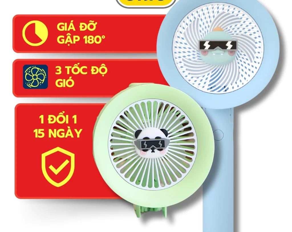 Quạt Điện Mini YASE YS911 Cầm Tay, Có Thể Gấp Gọn Để Bàn, Có Thể Sạc Pin - ORIO