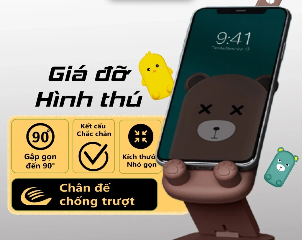 Giá Đỡ Điện Thoại Để Bàn Hình Thú Xem Video Gấp Gọn Đa Năng Có Thể Điều Chỉnh Độ Cao - ORIO