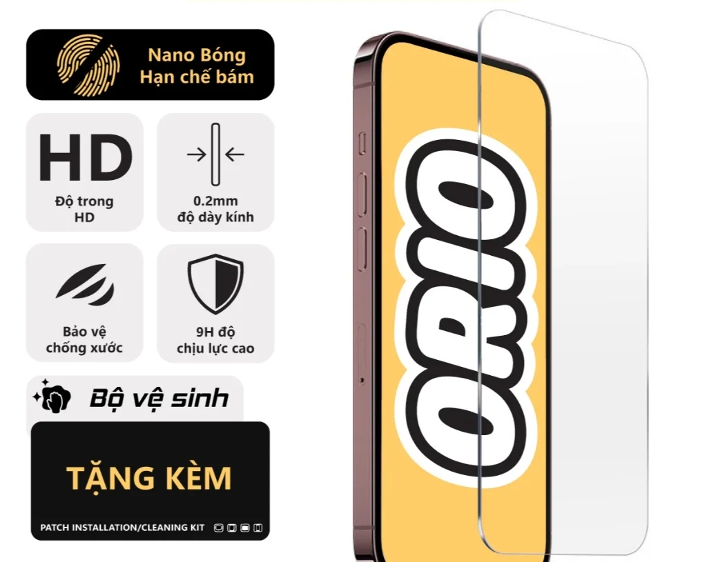 Kính Cường Lực iPhone 2.5D Khung Dán Tự Động Lọc Bụi ORIO xs max 11 12 13  14 15 16 pro max plus